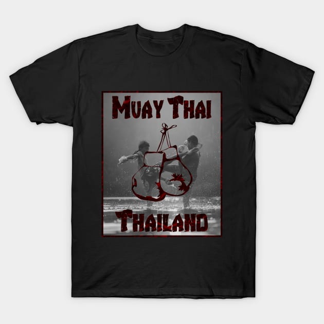 Muay Thai Fighter Thailand boxing gloves T-Shirt by Jakavonis